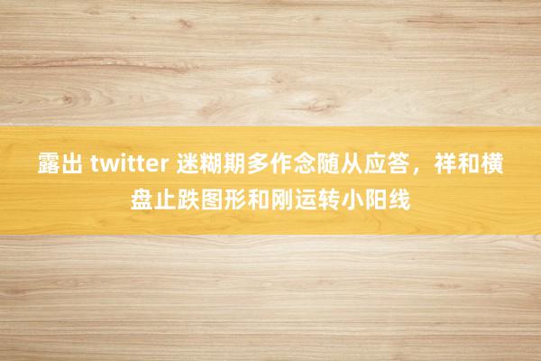 露出 twitter 迷糊期多作念随从应答，祥和横盘止跌图形和刚运转小阳线